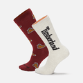 2-Pack Timberland® All Over Print Crew Sock / Wine Red