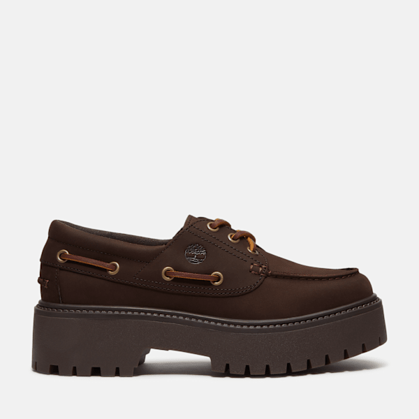 Women's Stone Street Platform Boat Shoe / Dark Brown Nubuck