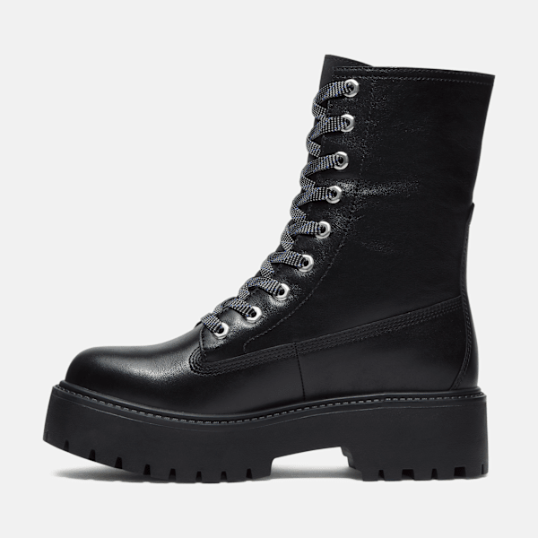 Women's Stone Street Platform Mid Boot / Black Full-Grain