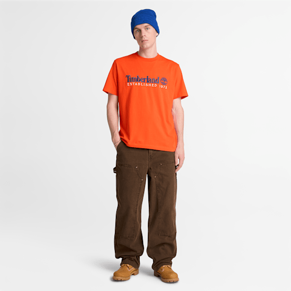 Men's Established 1973 Embroidered Short-Sleeve T-Shirt / Tangerine Tango