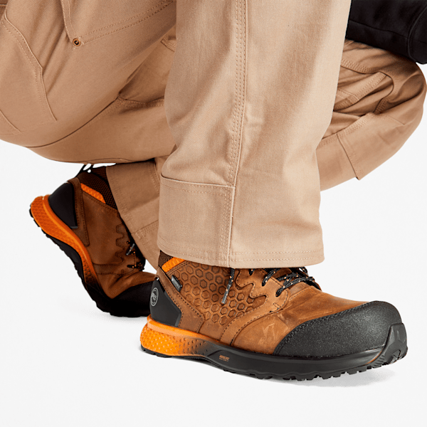 Men's Reaxion Composite Toe Waterproof Work Sneaker / Brown/Orange