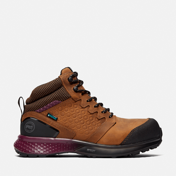 Women’s Reaxion Composite Toe Waterproof Work Boot / Brown/Purple