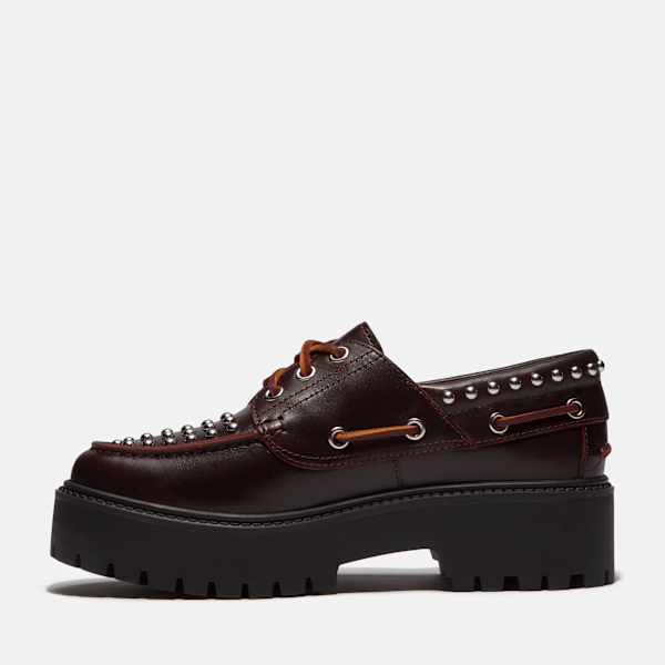 Women's Stone Street Platform Boat Shoe / Burgundy Full-Grain