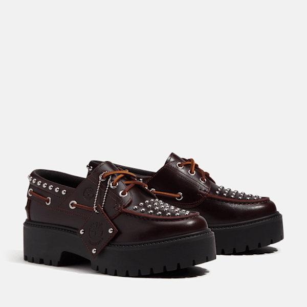 Women's Stone Street Platform Boat Shoe / Burgundy Full-Grain