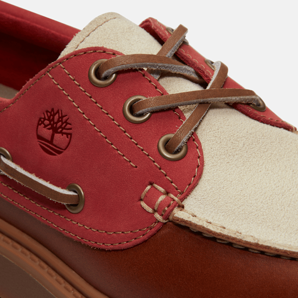 Women's Stone Street Platform Boat Shoe / Rust Full-Grain/Medium Red