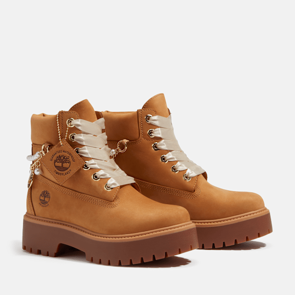 Women's Stone Street Platform 6-Inch Waterproof Boot / Wheat Nubuck With Charms
