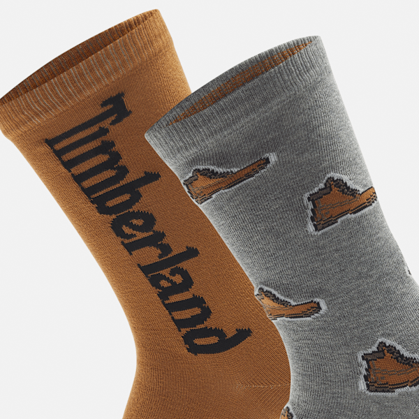 Hampshire 2-Pack Print Crew Sock / Medium Grey Heather