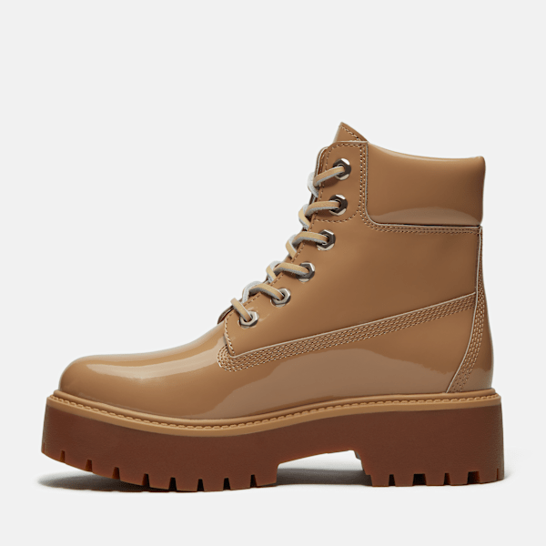 Women's Stone Street 6-Inch Waterproof Platform Boot / Beige Patent Leather