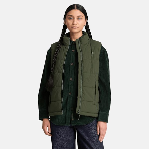 Women's Water Repellent Puffer Vest / Dark Green