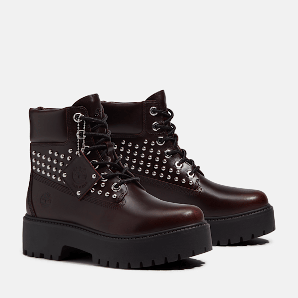 Women's Stone Street Platform 6-Inch Boot / Burgundy Full-Grain With Studs