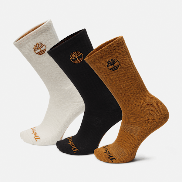 Newmarket Village 3-Pack Logo Crew Sock / Wheat