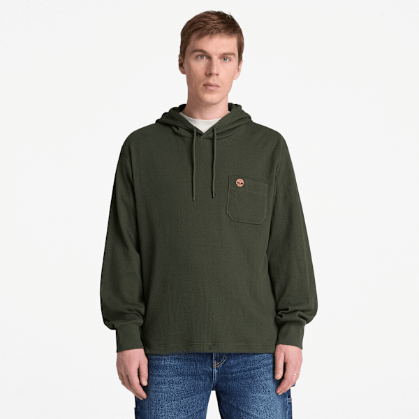 Men's Wharf River Waffle Hoodie / Dark Green