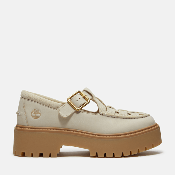 Women's Stone Street Platform Buckle Shoe / Light Beige Suede