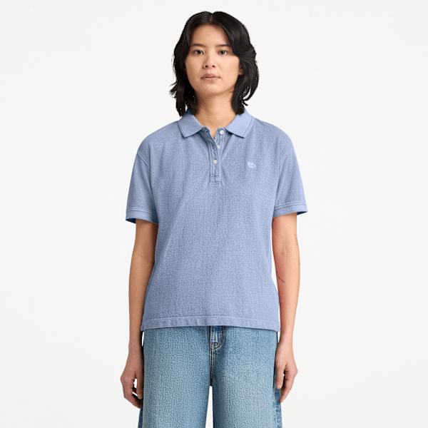 Women's Garment Dyed Short-Sleeve Pique Polo / Stone Wash