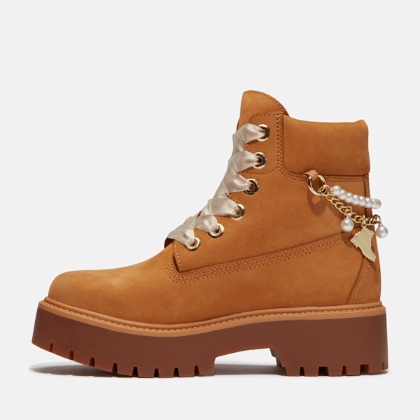 Women's Stone Street Platform 6-Inch Waterproof Boot / Wheat Nubuck With Charms