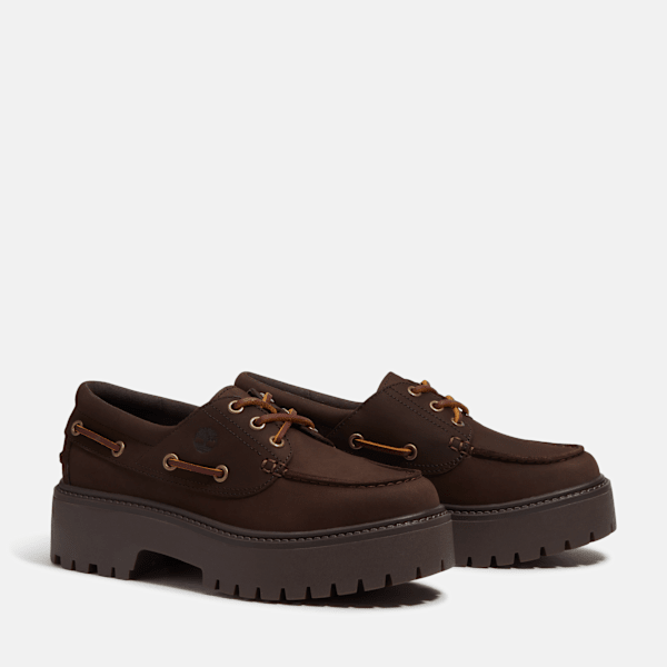 Women's Stone Street Platform Boat Shoe / Dark Brown Nubuck