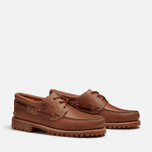 Men's Timberland® Authentic 3-Eye Lug Handsewn Boat Shoe / Medium Brown Full-Grain/Medium Brown