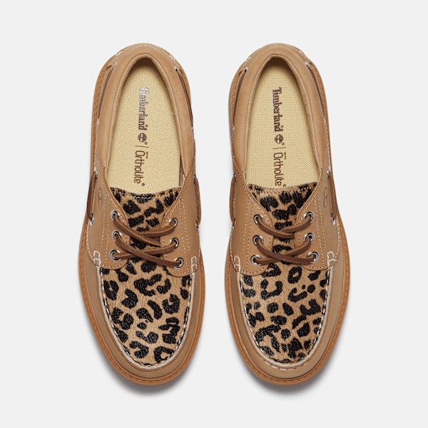 Women's Stone Street Platform Boat Shoe / Leopard Print/Beige Nubuck