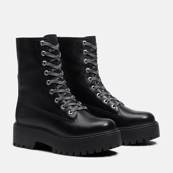 Women's Stone Street Platform Mid Boot / Black Full-Grain