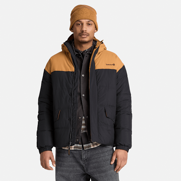 Men's Water Repellent Puffer Jacket / Black/Wheat
