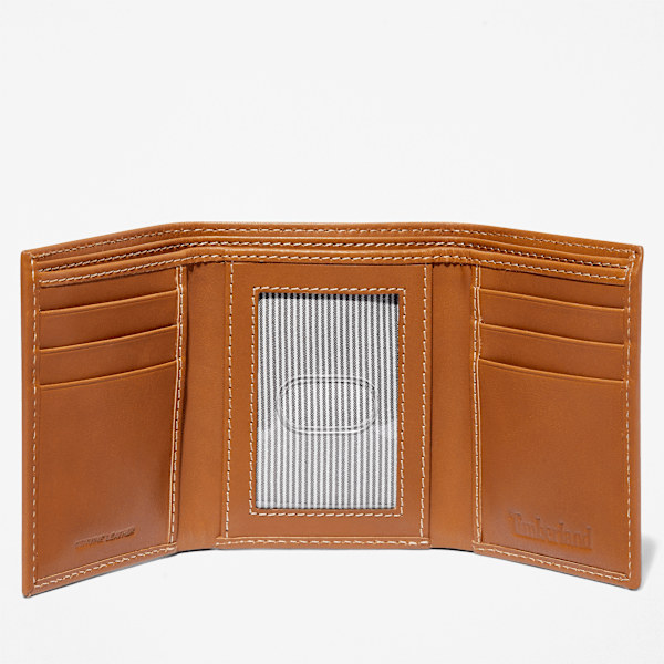 Men's Smooth Leather Trifold Wallet / Tan