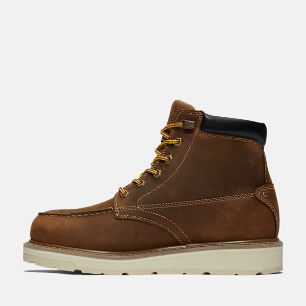 Men's Timberland PRO® Gridworks 6" Waterproof Moc-Toe Work Boot / Brown Full-Grain