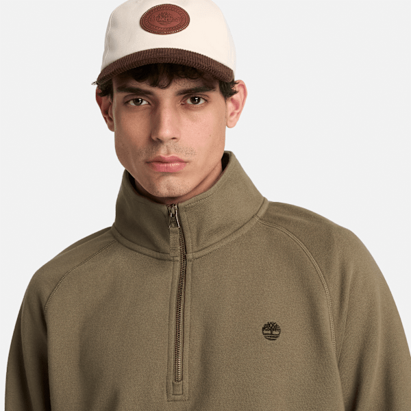 Men's Exeter River Embroidered Logo Quarter-Zip Sweatshirt / Dark Olive