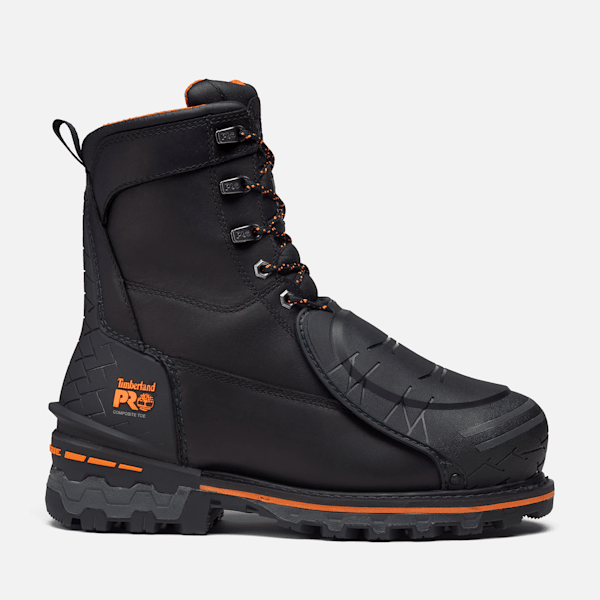 Men’s Timberland PRO® 8" Boondock Work Boot / Black Full-Grain/Orange