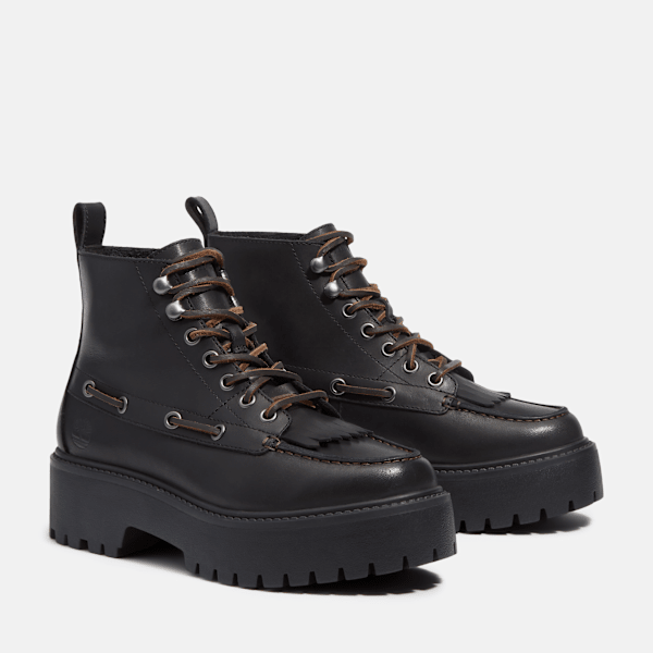 Women’s Stone Street Platform Kiltie Boot / Black Full-Grain