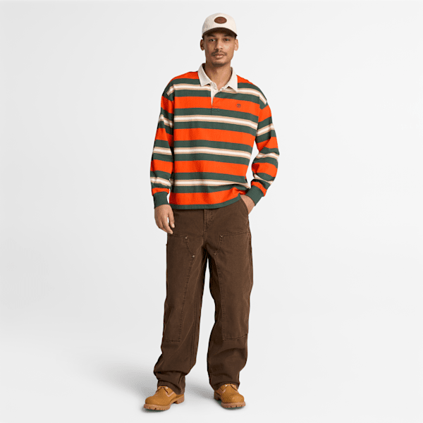 Men's Long-Sleeve Rugby Polo / Tangerine Tango