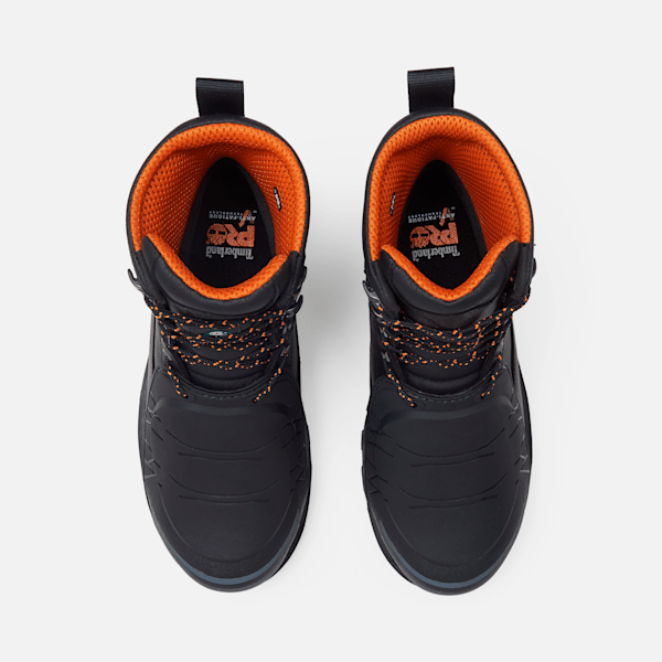 Men’s Timberland PRO® 8" Boondock Work Boot / Black Full-Grain/Orange