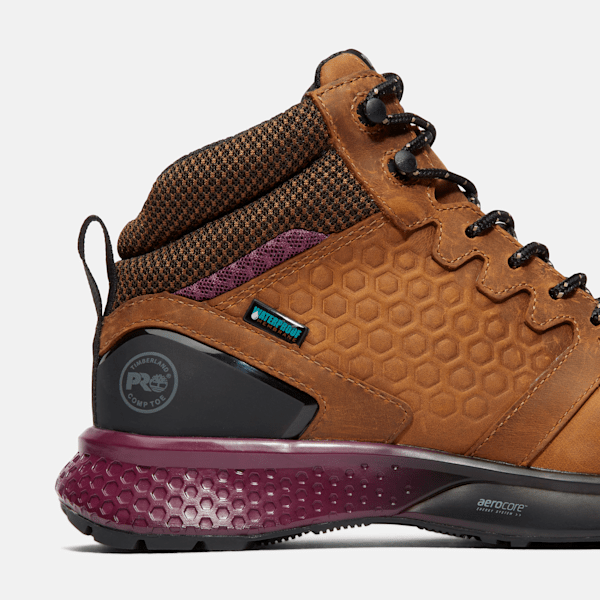 Women’s Reaxion Composite Toe Waterproof Work Boot / Brown/Purple