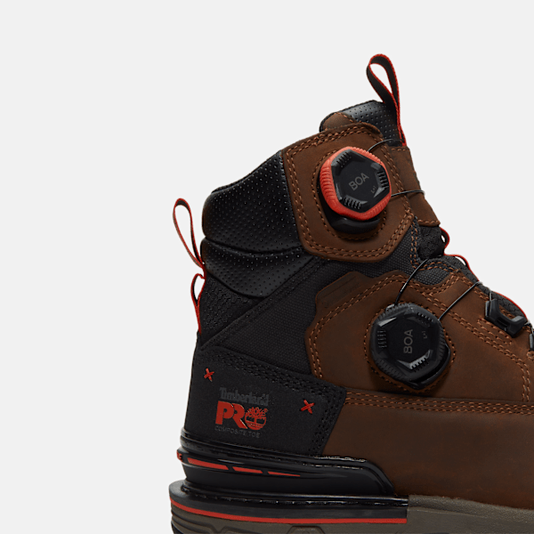 Men's Timberland PRO® Boondock Ultralight 6" Composite-Toe Work Boot with BOA® Fit System / Brown Full-Grain/Orange