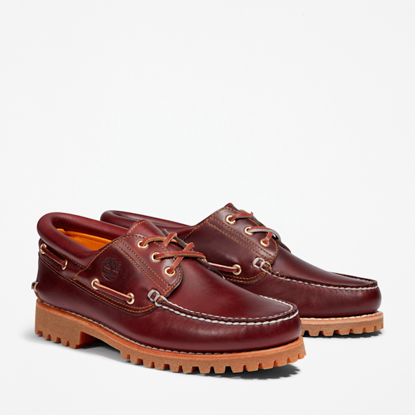 Men's Timberland® Authentic 3-Eye Lug Handsewn Boat Shoe / Burgundy