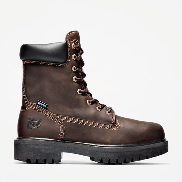 Men's Direct Attach 8" Soft Toe Waterproof Insulated Work Boot / Brown