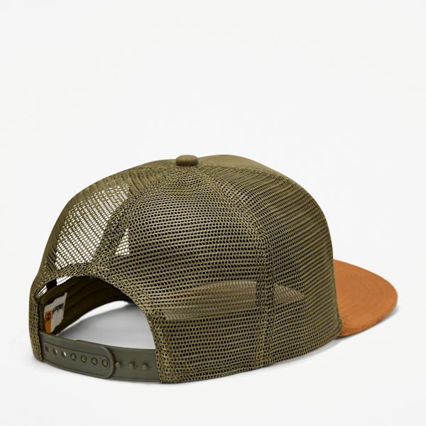 Faux Suede Flatbrim Trucker Hat / Leaf Green