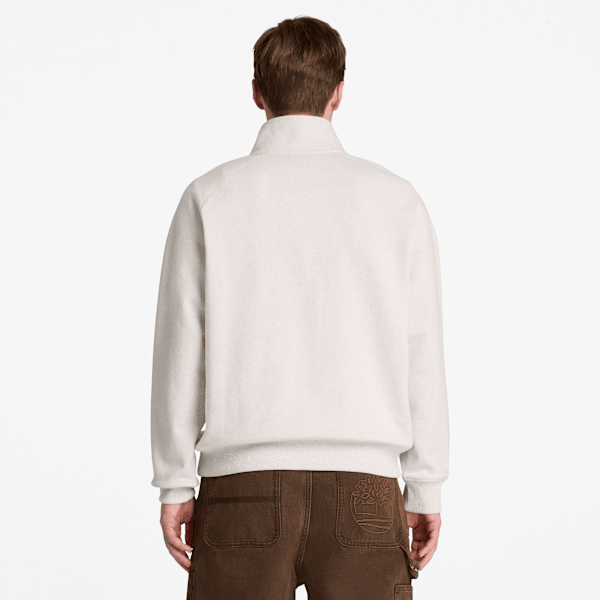 Men's Exeter River Embroidered Logo Quarter-Zip Sweatshirt / Light Oatmeal Heather