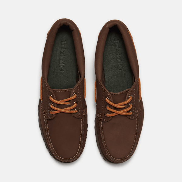 Women's Timberland® Authentic 3-Eye Boat Shoe / Dark Brown Nubuck