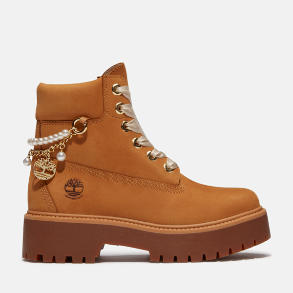 Women's Stone Street Platform 6-Inch Waterproof Boot / Wheat Nubuck With Charms