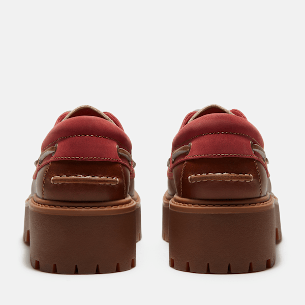Women's Stone Street Platform Boat Shoe / Rust Full-Grain/Medium Red