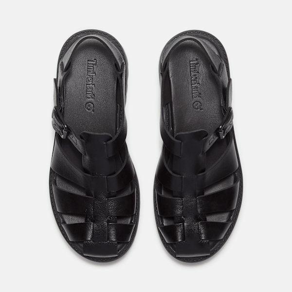 Women's Stone Street Fisherman Platform Sandal / Black Full-Grain