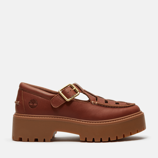 Women's Stone Street Platform Buckle Shoe / Rust Full-Grain