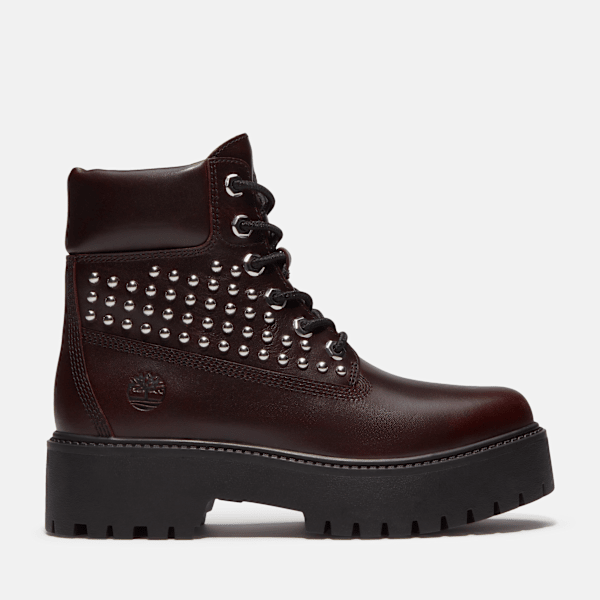 Women's Stone Street Platform 6-Inch Boot / Burgundy Full-Grain With Studs