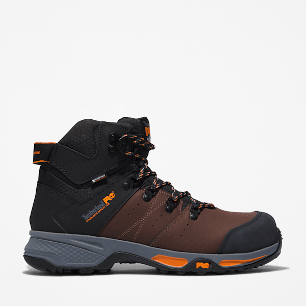 Men's Switchback Composite Toe Waterproof Work Boot / Brown/Orange