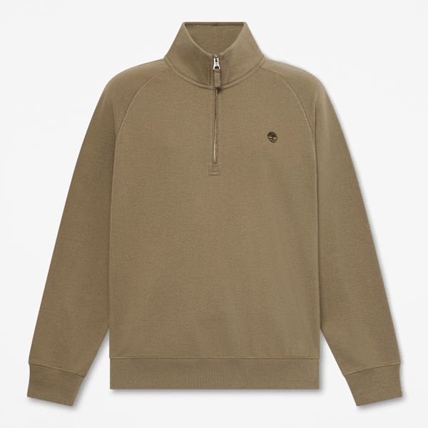 Men's Exeter River Embroidered Logo Quarter-Zip Sweatshirt / Dark Olive
