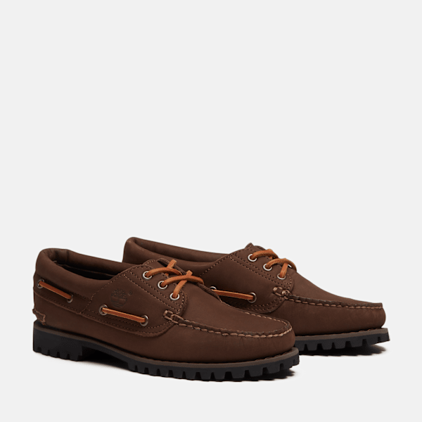 Women's Timberland® Authentic 3-Eye Boat Shoe / Dark Brown Nubuck