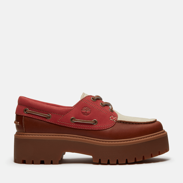Women's Stone Street Platform Boat Shoe / Rust Full-Grain/Medium Red