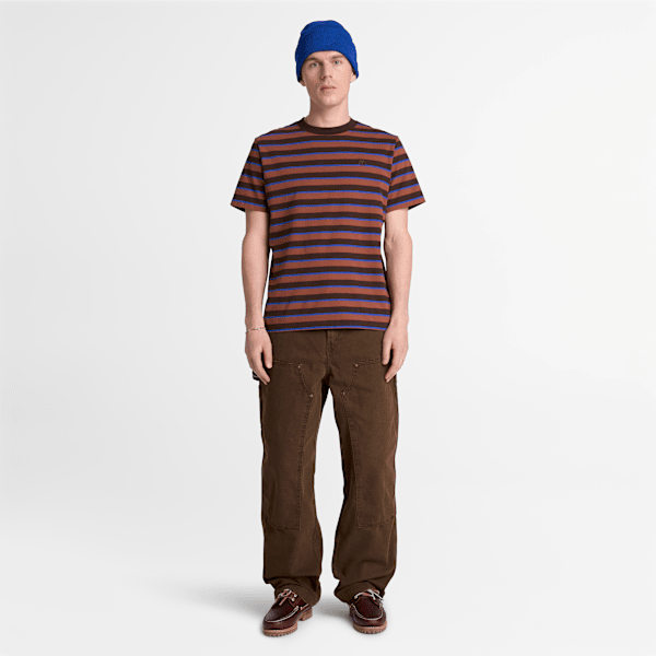 Men's Stripe Short-Sleeve T-Shirt / Dark Brown