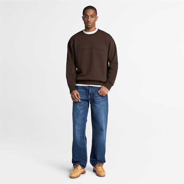 Men's Wareham Logo Patch Crew Sweatshirt / Dark Brown