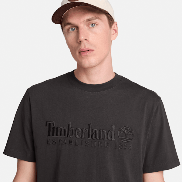 Men's Established 1973 Embroidered Short-Sleeve T-Shirt / Vintage Black